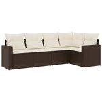 vidaXL Salon de jardin avec coussins 5 Pièces marron résine tressée
