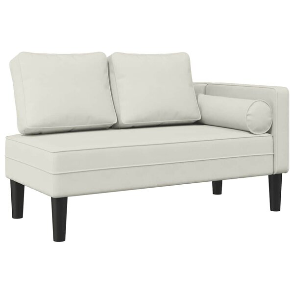 vidaXL Chaise longue avec coussins crème velours
