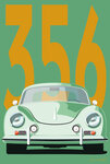 69-1108 Carte 356 Voiture de Sport Luxe Automobile Lignes emblématiques Illustration Graphique Moderne Design épuré coloré Objet de Collection pour Passionné -Avec Enveloppe 12x17cm -Fab française