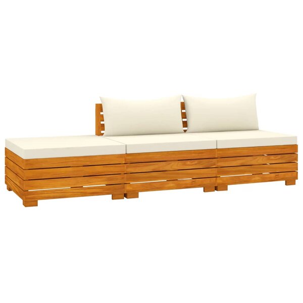 vidaXL Salon de jardin 3 Pièces avec coussins Bois d'acacia massif