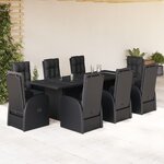 vidaXL Ensemble à manger de jardin 9Pièces coussins noir résine tressée