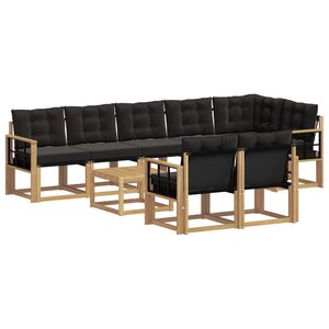 vidaXL Ensemble de canapés d'extérieur 9 pc Blanc et noir