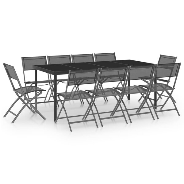 vidaXL Mobilier de salle à manger d'extérieur 11 Pièces Acier