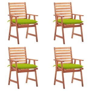 vidaXL Chaises à manger d'extérieur lot de 4 et coussins Acacia massif
