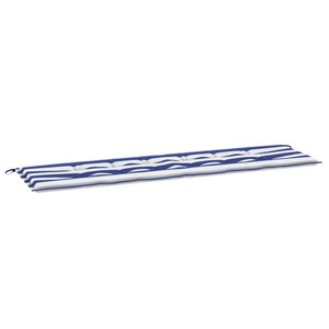vidaXL Coussin de banc d'extérieur rayé bleu & blanc 180x50x4 cm Tissu Oxford