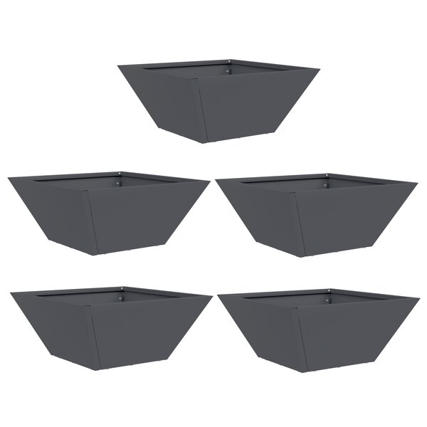 vidaXL Jardinière en plastique 5 Pièces Anthracite 35 x 35 x 15 cm Acier