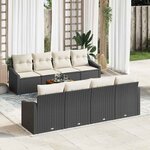 vidaXL Ensemble de canapé de jardin 7 Pièces Noir et blanc