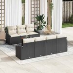vidaXL Ensemble de canapé de jardin 8 Pièces Noir  blanc
