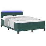 vidaXL Lit à ressort LED avec matelas Vert foncé 140 x 200 cm Velours