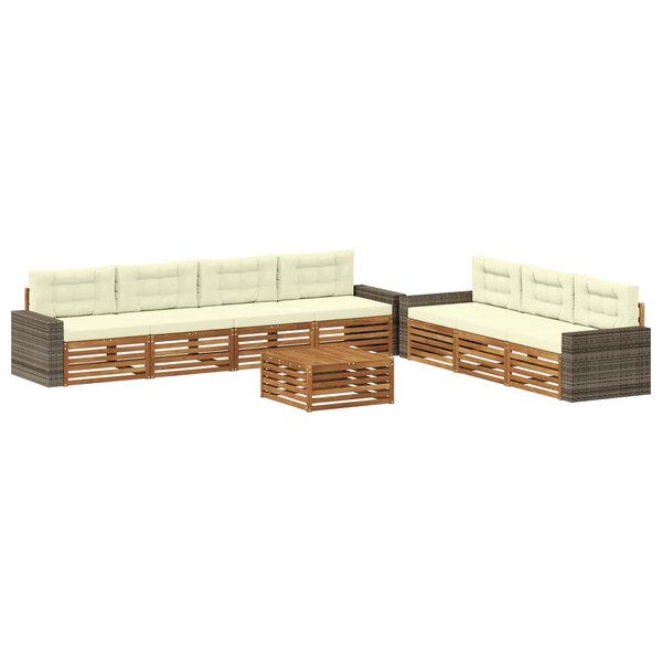 vidaXL Ensemble de canapés d'extérieur 8 Pièces Naturel et Crème