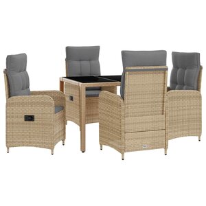 vidaXL Ensemble de repas extérieur 5 pc Beige et Gris clair polyrotin