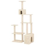 vidaXL Arbre à chat avec poteaux à griffer en sisal Crème 177 5 cm