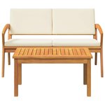vidaXL Ensemble bistrot avec coussin 2 Pièces Marron Bois d'acacia massif