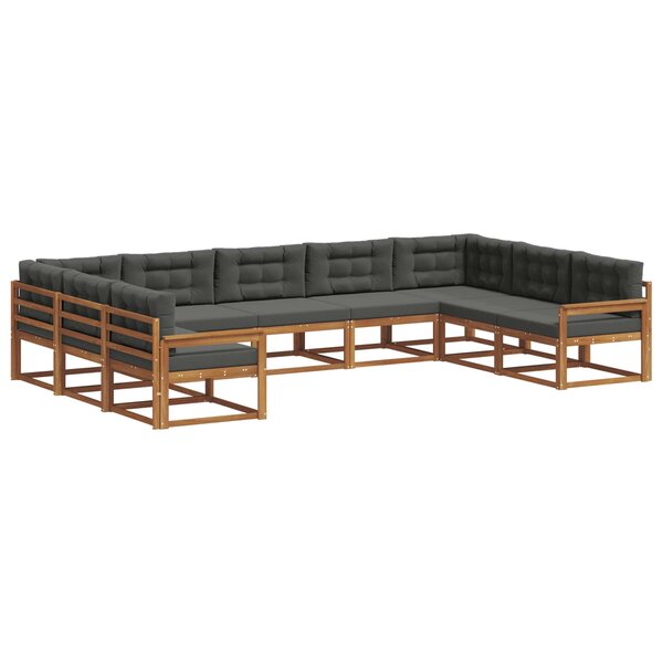 vidaXL Ensemble de canapés d'extérieur 9 Pièces Naturel et Anthracite