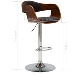 vidaXL Chaises de bar lot de 2 gris bois courbé et tissu