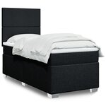 vidaXL Sommier à lattes de lit avec matelas Noir 90x190 cm Tissu