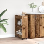 Cabinet roulant en bois ancien 60x22x79 cm en bois reconstitué