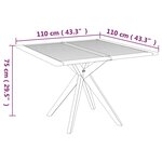 vidaXL Table de jardin 110x110x75 cm Bois d'acacia solide