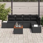 vidaXL Ensemble de canapé de jardin 6 Pièces Noir