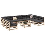 vidaXL Salon de jardin 10 Pièces avec coussins bois de pin massif