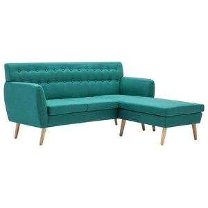 vidaXL Canapé d'angle revêtement en tissu 171 5x138x81 5 cm vert