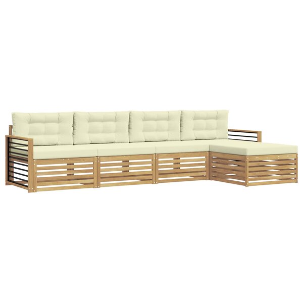 vidaXL Ensemble de canapés d'extérieur 5 pc Blanc et crème Polyester