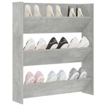 vidaXL Armoire à chaussures murale Gris béton 80x18x90 cm Aggloméré