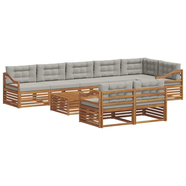 vidaXL Ensemble de canapés d'extérieur 9 pc Gris Naturel et Clair