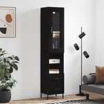 vidaXL Buffet haut Noir 34 5x34x180 cm Bois d'ingénierie