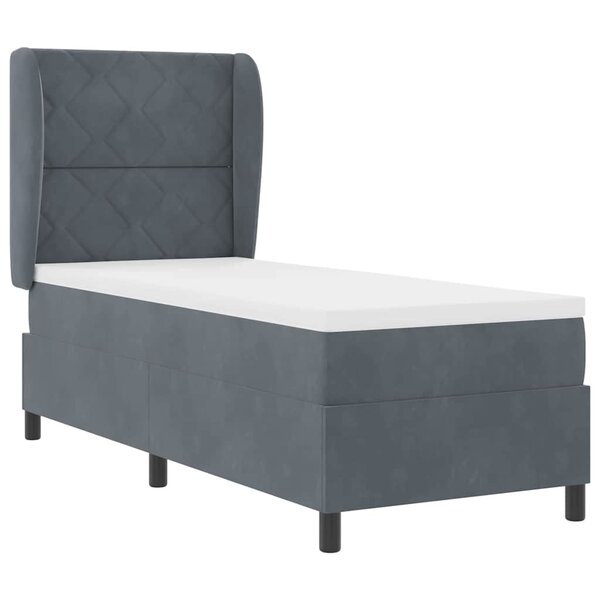 vidaXL Lit à ressorts avec matelas Gris foncé 80 x 200 cm Velours