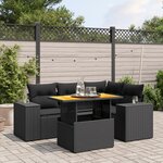 vidaXL Salon de jardin 5 Pièces avec coussins noir résine tressée