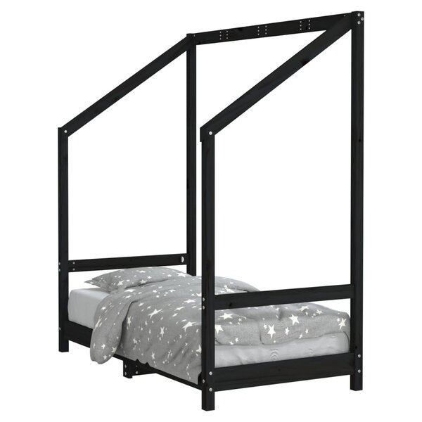 vidaXL Cadre de lit pour enfant noir 70x140 cm bois de pin massif