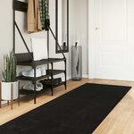 vidaXL Tapis doux à poils moyens et lavable HUARTE Noir 300 x 80 cm