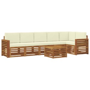 vidaXL Ensemble de canapé d'angle avec coussin 7 Pièces Naturel et Crème