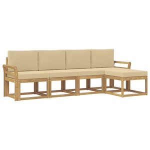 vidaXL Ensemble de canapés d'extérieur 5 pc Blanc et Beige