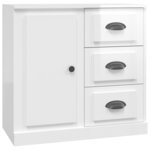 vidaXL Buffets 3 Pièces blanc brillant bois d'ingénierie