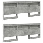 vidaXL Tête de lit de rangement Gris béton 200 cm Bois d'ingénierie