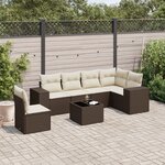 vidaXL Salon de jardin avec coussins 7 Pièces marron résine tressée