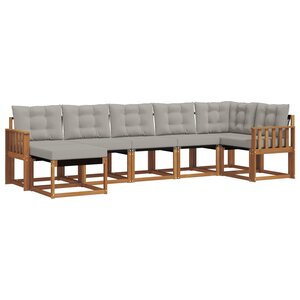 vidaXL Ensemble de canapés d'extérieur 7 pc Gris Naturel et Clair