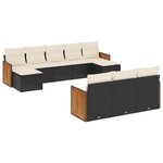 vidaXL Salon de jardin 10 Pièces avec coussins noir résine tressée
