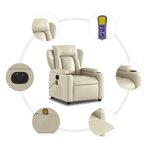 vidaXL Fauteuil de massage inclinable électrique crème similicuir