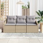 vidaXL Ensemble de Canapés avec coussin 3 Pièces Beige polyrotin