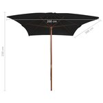 vidaXL Parasol de jardin avec mât en bois noir 200x300 cm