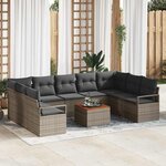 vidaXL Ensemble de canapé de jardin 10 Pièces Gris
