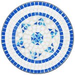 vidaXL Ensemble de bistro mosaïque bleu et blanc fer et céramique