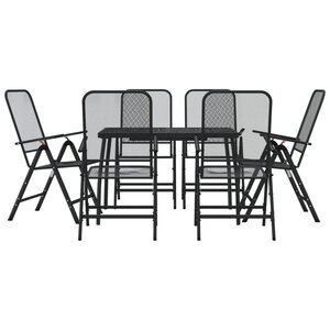 vidaXL Ensemble à manger de jardin 7 Pièces anthracite métal maille