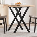 vidaXL Table à manger cadre en X 70x70x75 5cm bois de pin massif fonte