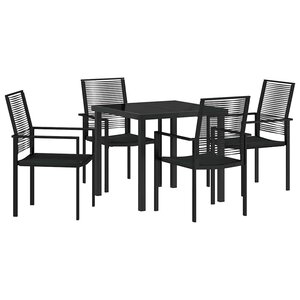 vidaXL Ensemble de salle à manger pour jardin 5 Pièces Noir Rattan PVC