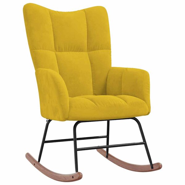 vidaXL Chaise à bascule Jaune moutarde Velours