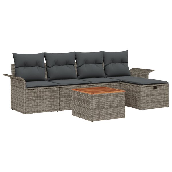 vidaXL Ensemble de canapé de jardin 6 pièces avec coussins gris en poly rotin